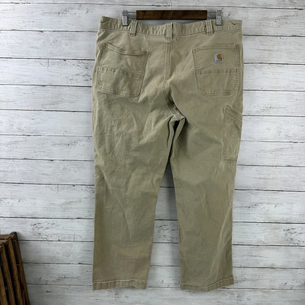 Carhartt Tan Relaxed Fit Pants Mens 40x30 rugged‎ canvas work utility (37x27)